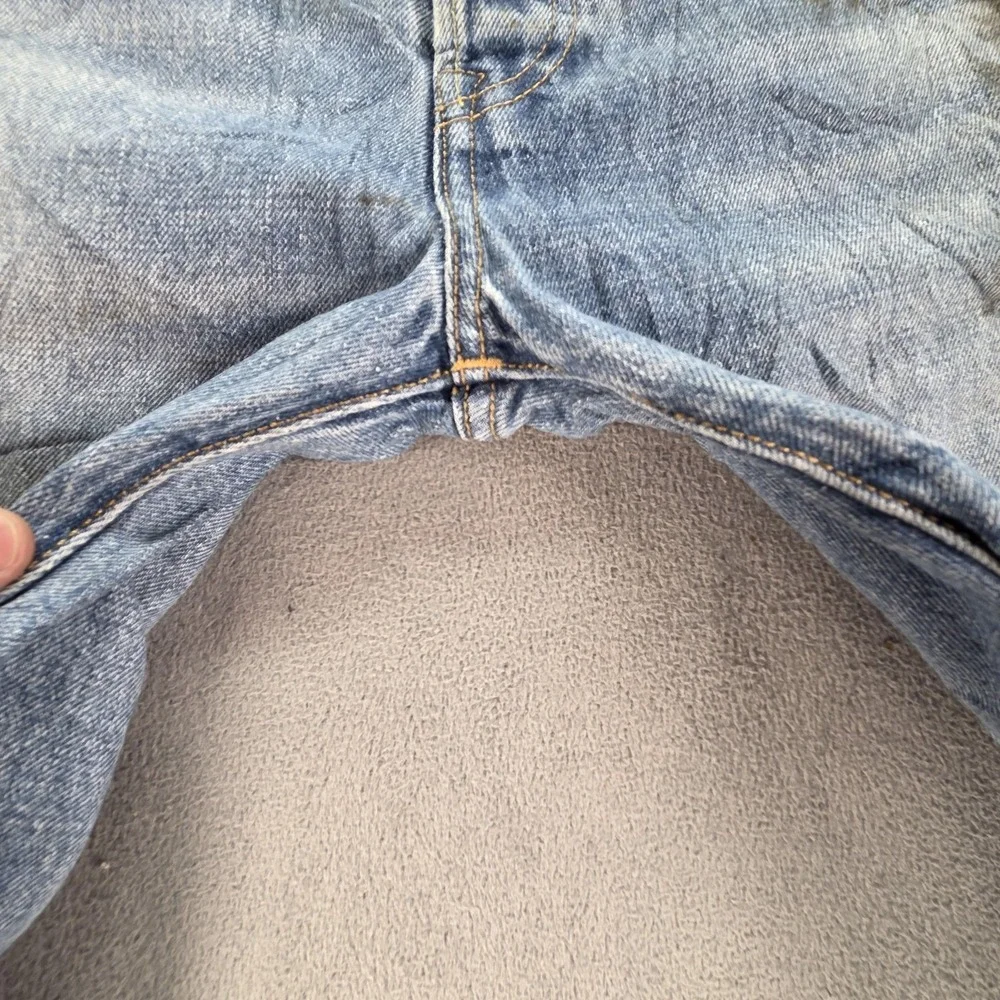 Levis 501 Jeans Mens Selvedge Blue Light Wash Slim Whiskers Thrashed‎ Fits 31x31